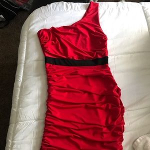 Short red mini dress